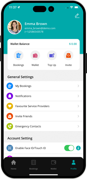 user app menu