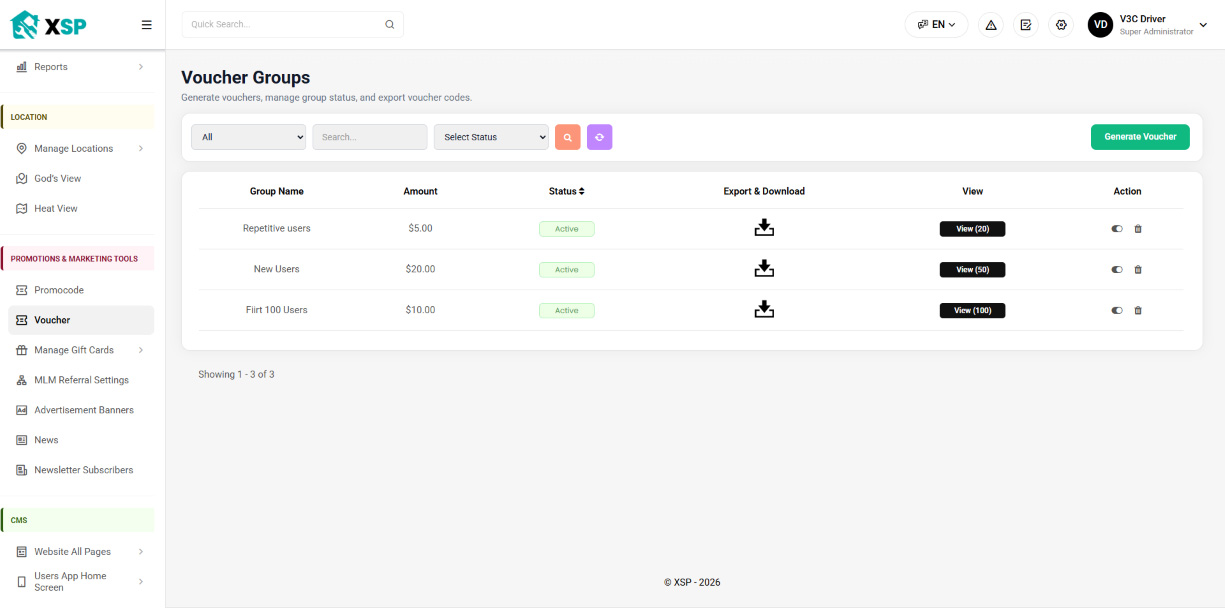 Manage Voucher Groups