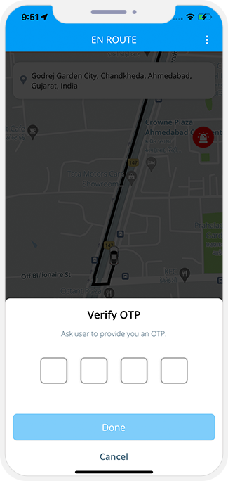 OTP Verification to Start the Ride