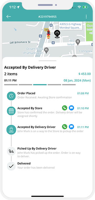user see assigned driver for pickup of order